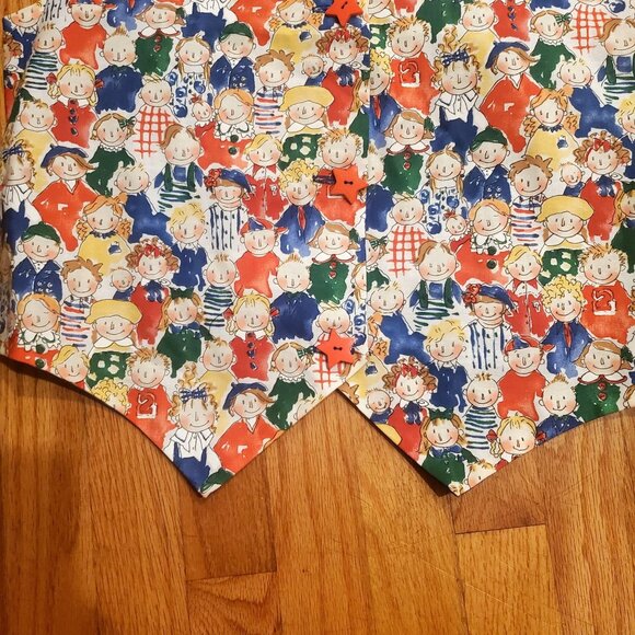 Womens Colorful Faces Print Teachers Vest Star Buttons Lining Handmade Large - Picture 5 of 7